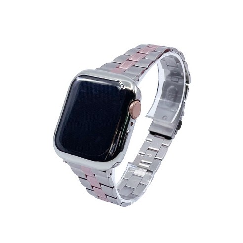 아이티스타일 애플워치 호환 투줄 슬림 메탈 스트랩, 실버 블랙