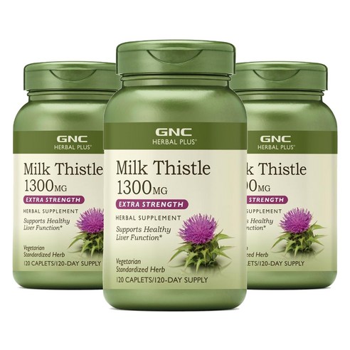 GNC 밀크 씨슬 1300mg 엑스트라 스트렝스 캐플렛, 120정, 3개