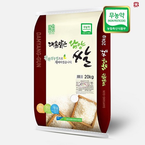 담양군농협 무농약쌀 / 23년산 당일도정 (상등급) 단일품종 친환경쌀, 1개, 20kg