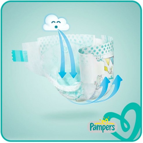 아기의 편안함과 건조함을 위한 유럽산 팸퍼스 베이비드라이 기저귀
