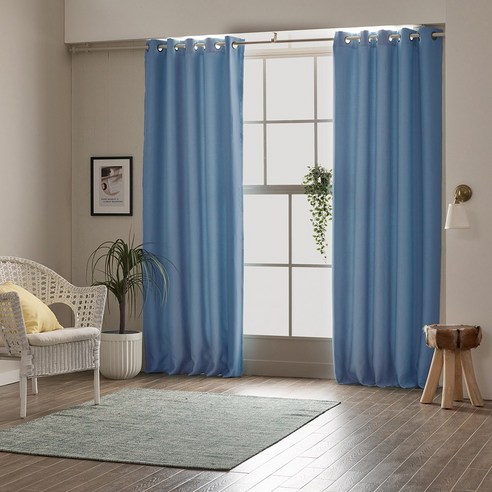 아일렛형 하비드 암막커튼 긴창, 인디고블루로 완성하는 품격 있는 공간 블루커튼