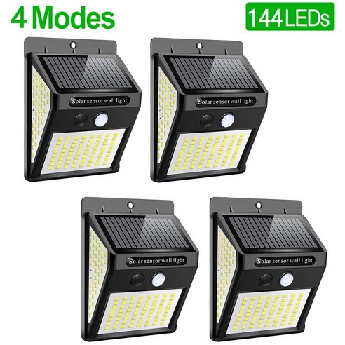 [KHTE] 야외 태양광 조명 228 100 LED 태양광 램프 PIR 모션 센서 벽 조명 방수 태양광 조명 정원 장식, 러시아_144LED-4Pcs-4Mode