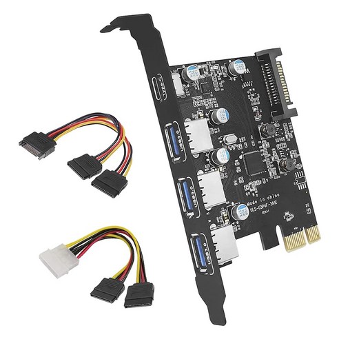 Xzante 3A1C PCI-E - USB 3.0 4포트(1XUSB-C-3XUSB-A) 확장 카드 15핀 SATA 전원 커넥터 포함 Windows에 적합, 사진 색상