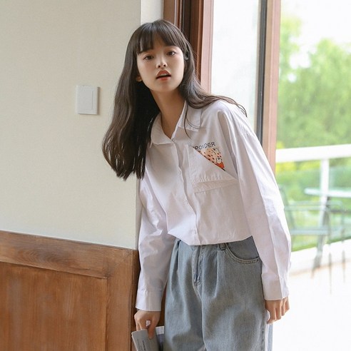 DFMEI 편지 화이트 셔츠 여성 느슨한 탑 새로운 모든 경기 디자인 감각 틈새