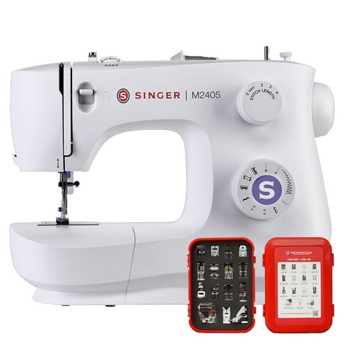 싱거 가정용 수직가마 다이얼 미싱 M2405 A구성, 단품 및 노루발 15종 포함 부라더이노비스