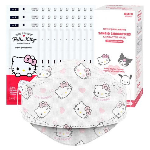 산리오마스크 추천 상품유앤아이 헬로키티 황사 마스크 소형 KF94, 30개입, 헬로키티, 1개 제품 사진
