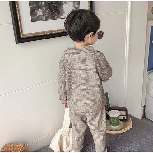 뽀뽀뽀아동복 유아 캐주얼 체크 정장 상하복 아기 첫 두 세 돌 생일 파티 가족 촬영 행사 결혼식 하객 룩