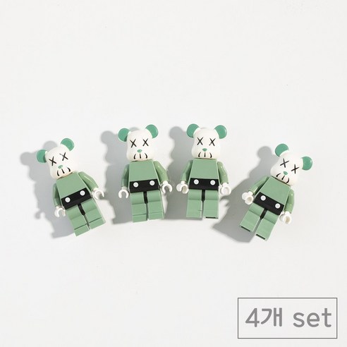 84x84 인테리어 레고 현관문 냉장고자석 마그넷, 그린곰돌이4p