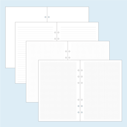 [속지] 줄 격자 점 무지 : 6공 다이어리 속지 리필내지, 격자노트(GRID), 80p