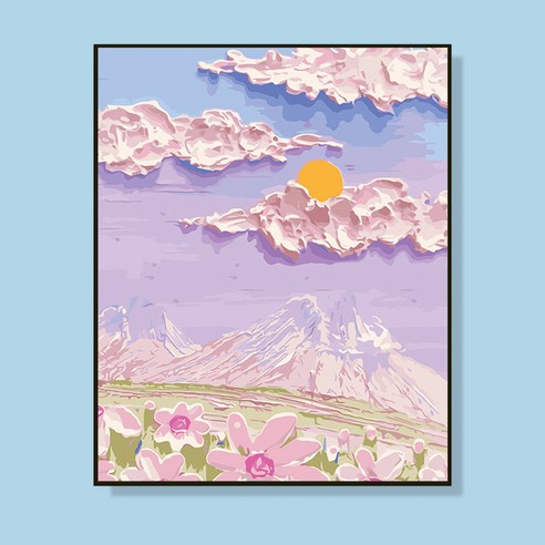 Cooela diy 유화 그리기 세트 꽃그림 풍경화 팝아트 원목 이너 프레임, 스타일 4