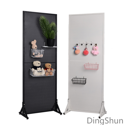 내외부 사용 가능한 900mm x 1200mm 사이즈의 L자 지지대 2개세트 포함된 원목 칸막이 파티션 가벽 14 이동식 철재 타공판 파티션 가벽 원룸 인테리어, 흰색 60x100 후크10개