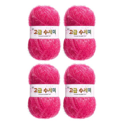 울클럽 별꽃수세미 DIY 고급수세미실 80g 4볼세트 + 동영상제공, 125형광라즈베리