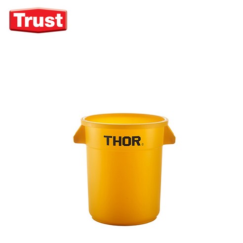 Thor 토르 원형 컨테이너 플라스틱 용기 60L(뚜껑포함) 트러스트, 노랑, 1개