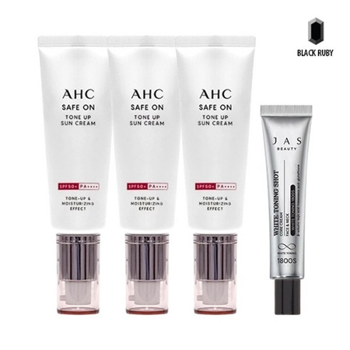 AHC 세이프온 톤업 선크림 50ml x3 + 쟈스 토닝샷 기미크림 15ml