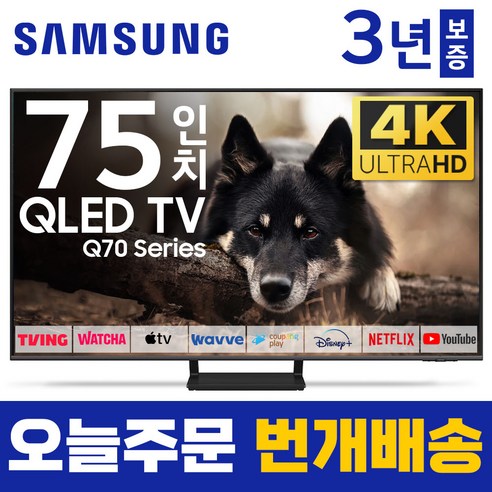 삼성 75인치 TV QLED UHD 4K 스마트TV 75Q70 유튜브 넷플릭스 미러링, 5.지방권벽걸이(상하브라켓), 75형 TV