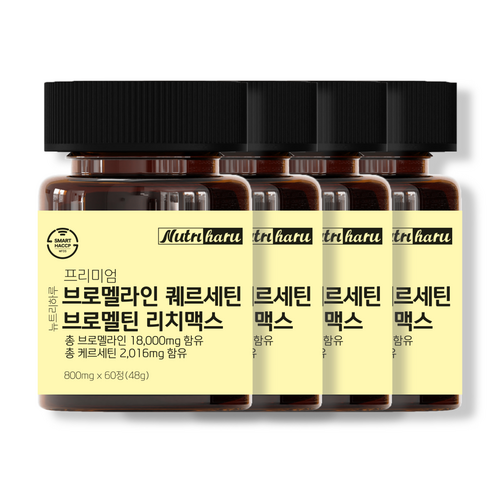 뉴트리하루 프리미엄 고함량 브로멜라인 퀘르세틴 브로멜틴 리치맥스, 1개, 60정