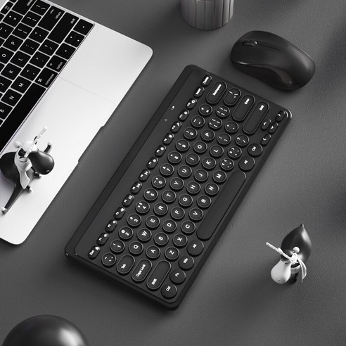 [시요] 2.4G 무선 키보드 마우스 세트 USB Keycaps 음소거 매직 미니 무선 게임 키보드 마우스 콤보 PC 게이머 컴퓨터 노트북, black set, 하나, 하나