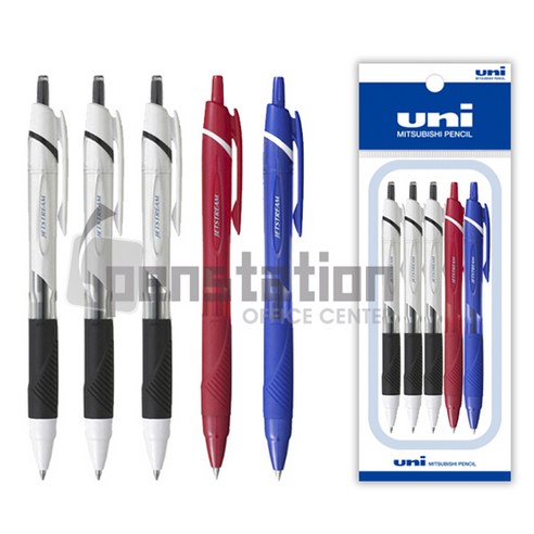 미쯔비시 유니 제트스트림 0.5mm 볼펜 세트, 0.5mm 블랙 3개+레드 1개+블루 1개 세트