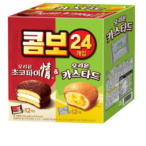   오리온 초코파이 정 39g x 12p + 카스타드 23g x 12p, 744g, 1개