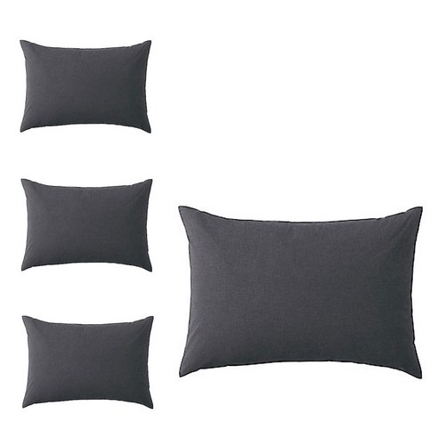무인양품 MUJI 워싱면 베개 커버 4장 4547315068340, 다크그레이
