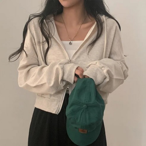 라라홀리 데일리 크롭 더블 오픈 후드 집업