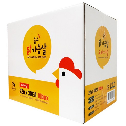 웁스 오리지날 반려동물 간식 닭 22g x 30p, 닭가슴살, 30개