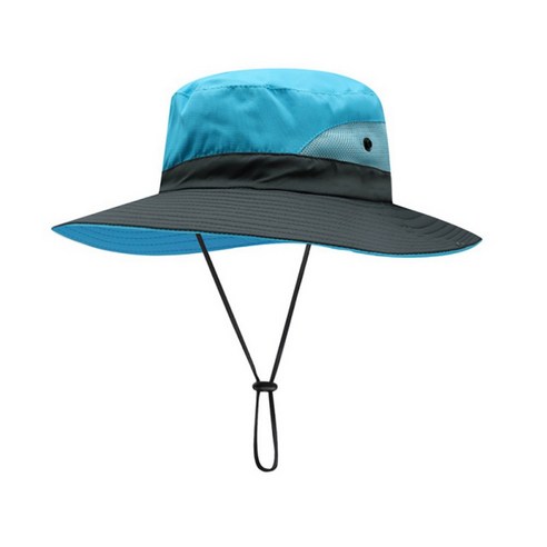 여성 포니 테일 Sunhats 야외 UV 보호 접이식 여러 가지 빛깔의 메쉬 와이드 브림 모자 해변 낚시 캠핑 하이킹 모자, 파란