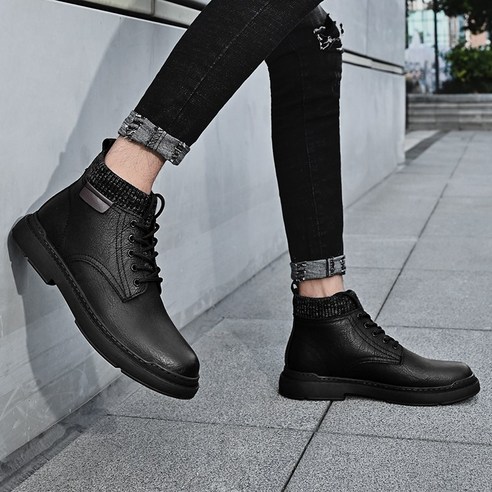 COSYEVNO 하이탑 워커 남성 가죽 부츠