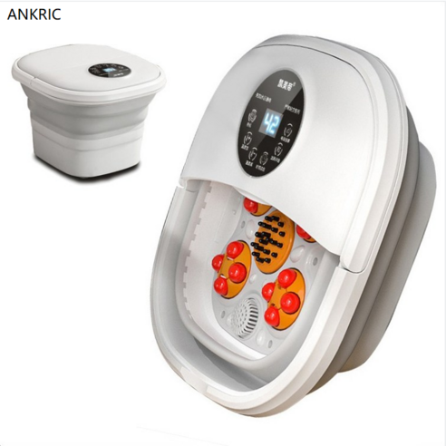 ANKRIC 풋케어 (족탕기+각탕기)전동 마사지 접이식 족욕기, 스마트(리모컨 포함)