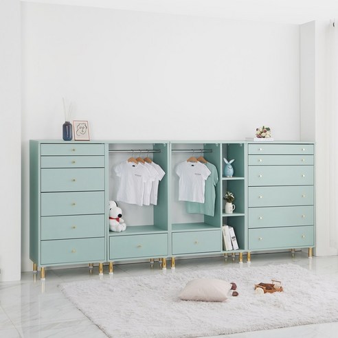 우드팜 비바 아기옷장 아이방 키즈 유아 어린이 옷 서랍 수납 베이비장 세트, 민트, 1. 비바 600서랍장