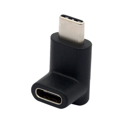 AFBEST 90도 유형 C 어댑터 USB 남성-암 어댑터 위쪽 및 아래쪽 각도 USB-C 3.1 Type-C 커넥터, 검정