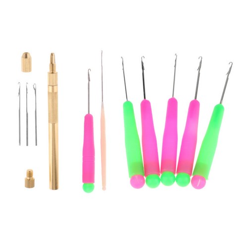 10Pcs 모듬 크로 셰 뜨개질 바늘 래치 후크 마이크로 브레이드 및 드레드 유지 보수, 멀티, 플라스틱 금속