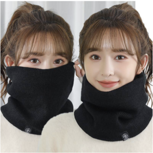 골프웨어 넥워머 겨울 야외스포츠 목도리 방한용품 자전거 캠핑 스키, 블랙+블랙