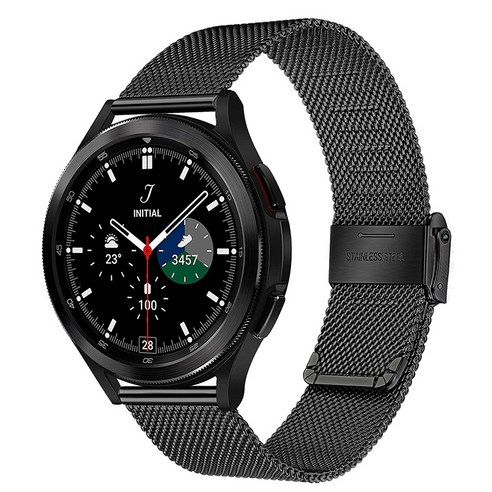 TRUMiRR Mesh Stainless Steel Band for Samsung Galaxy Watch 4 Classic 42mm 46mm / Watch4 40mm 44mm, Black