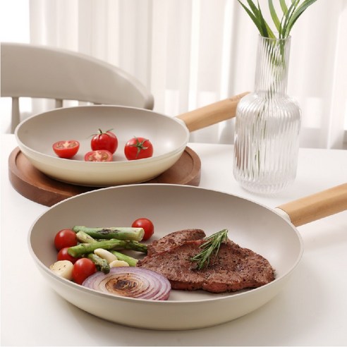 로딘쿡웨어 우디 IH 인덕션 후라이팬 궁중팬 냄비 티타늄코팅 세라믹코팅 우드핸들, 후라이팬22cm, 1개