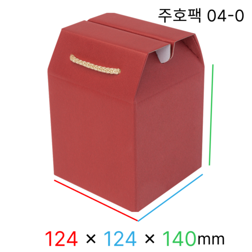 주호팩 끈손잡이 다용도 선물상자 04-0 (124x124x140), 진홍, 10개