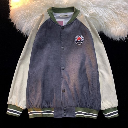 컬러 블로킹 재킷 남성 봄 스타일 한국어 버전 느슨한 커플 야구 유니폼 조수 브랜드 인스 모든 경기 캐주얼 재킷