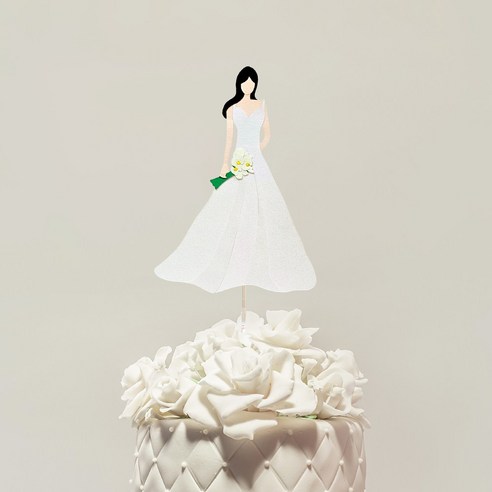 브라이덜샤워 결혼 인물 웨딩드레스 신부 토퍼 숄더 A라인 드레스