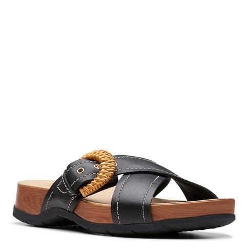 Clarks 여성용 Reileigh Bay 슬라이드 샌들 시나몬 가죽 클락스러거 Clarks 여성용 Reileigh Bay 슬라이드 샌들 시나몬 가죽 클락스러거