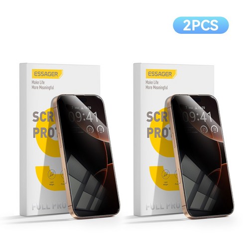 Essager 아이폰 사생활 프라이버시 보호 360도 액정보호 풀커버 강화유리 휴대폰 보호필름 2개입 사방팔방 싹가려주는 사생활보호필름, 2개