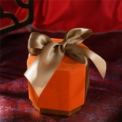 복고 덮개 팔각 상자 유럽식 선물포장박스 정교하고 아름다운 신부 반려자 선물, 오렌지, 라지 18*18*18cm