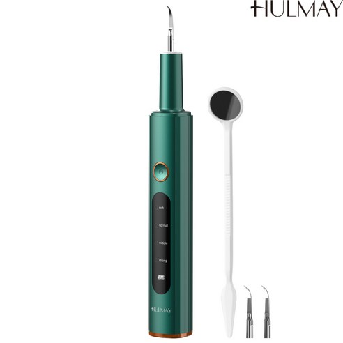 Hulmay 초음파 치석제거기 M3 가정용 전동 치아 셀프 스케일링 기계, 그린M3U