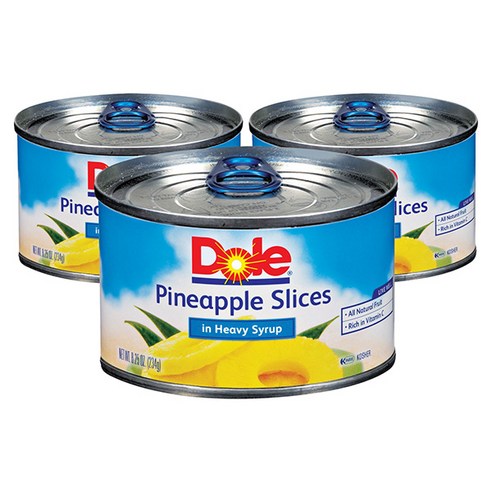 돌 파인애플 슬라이스 인 헤비 시럽, 234g, 3개