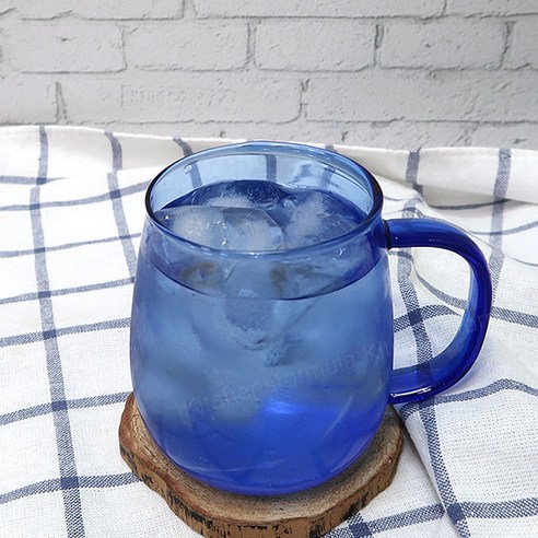 베리오 라운드 내열유리 머그컵 400ml, 블루, 2개