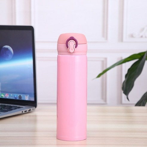 맞춤형 아이디어 304 점프 스테인리스강 보온컵, 핑크/핑크, 500ml