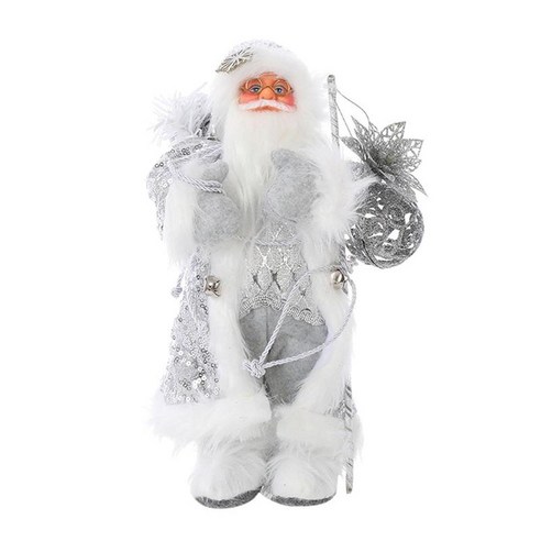 서있는 장난 꾸러기 산타 클로스 눈사람 동상 크리스마스 입상 그림 장식 홈 거실 창 캐비닛 침실 사무실 테이블, 30cm 슬리버 스팽글, 플라스틱 천