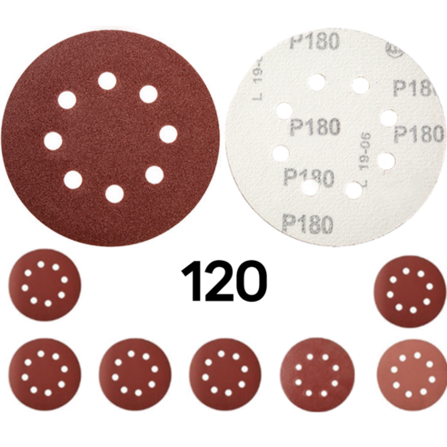 5인치 8홀 원형사포 빼빠 샌딩기 사포대 그라인더, 120, 80장