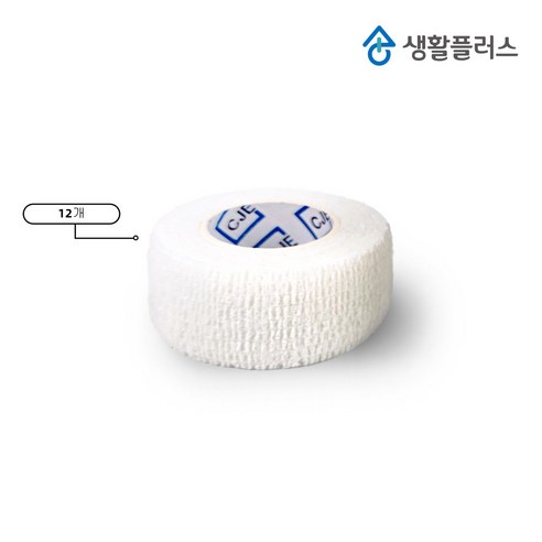 생활플러스 자가점착 탄력 밴드 2.5cm, 화이트, 12개