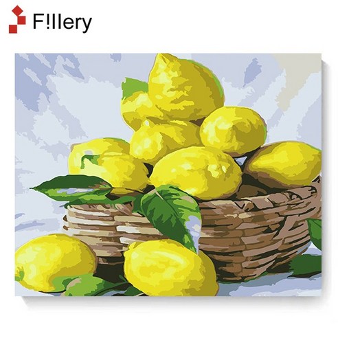 FiIIery DIY 명화그리기 해바라기그림 풍경화 꽃 유화 세트 40 x 50cm, 77-레몬, 1개