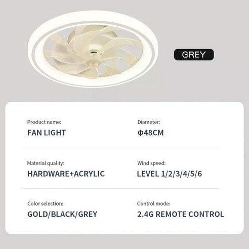 천장선풍기 신형 천장 선풍기 조명 거실 침실 모던하고 심플한 홈 지능형 리모컨 레스토랑 LED, 3) FHLGold remote control